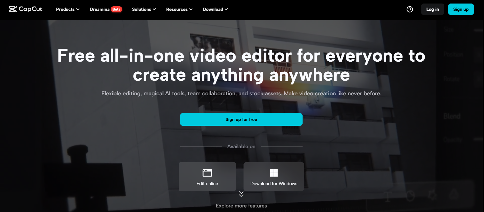 CapCut’s Landing Page