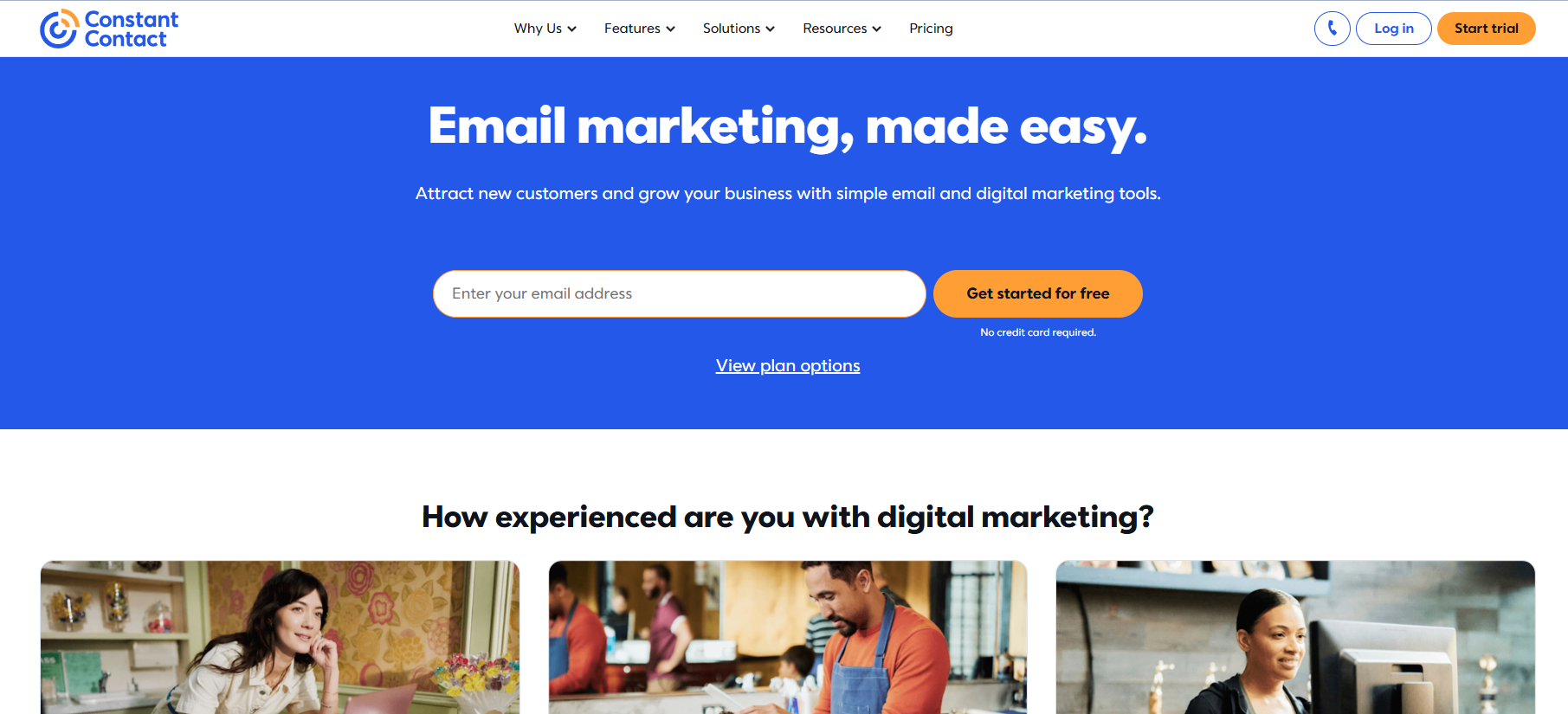Constant Contact’s Landing Page
