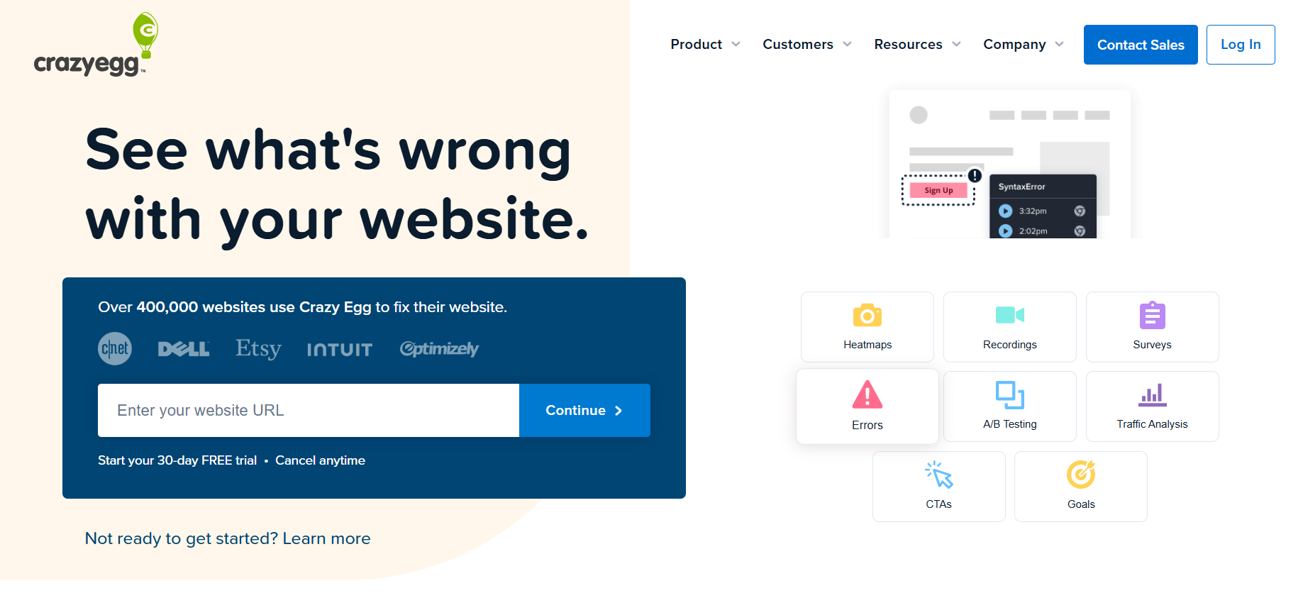 Crazy Egg’s Landing Page