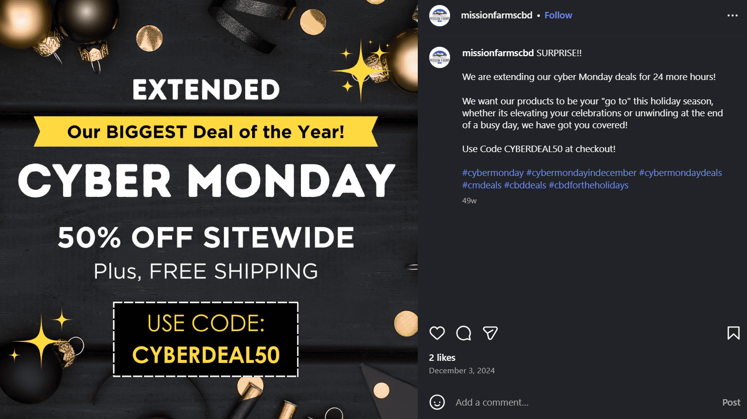 Cyber Monday Deal by a Health and Beauty Brand