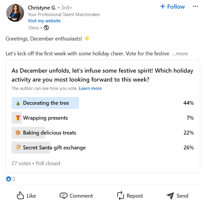 Creative Holiday Social Media Posts Ideas for 2026 10 A Snapshot of Holiday Poll on LinkedIn