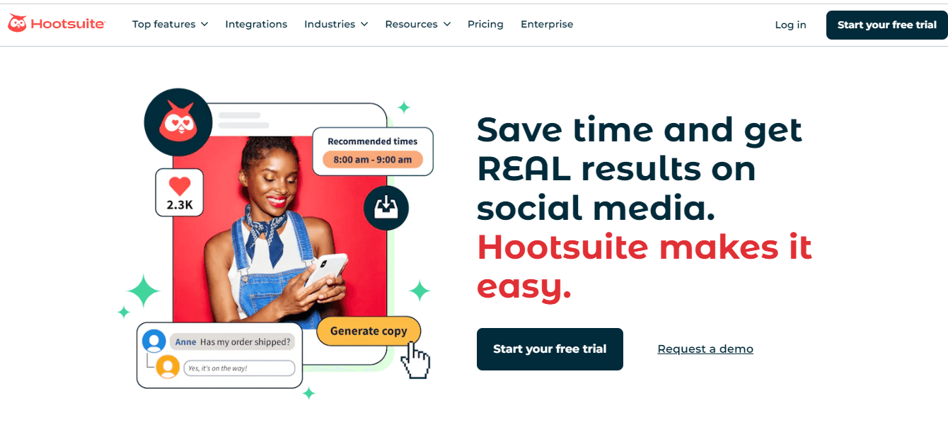 Top Tools for Social Media Management for Agencies 9 Hootsuite's Webpage