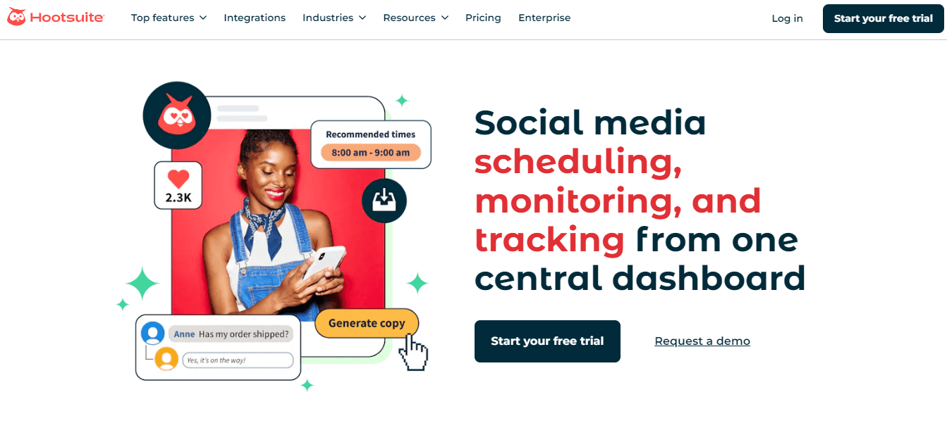 Hootsuite's Web Page