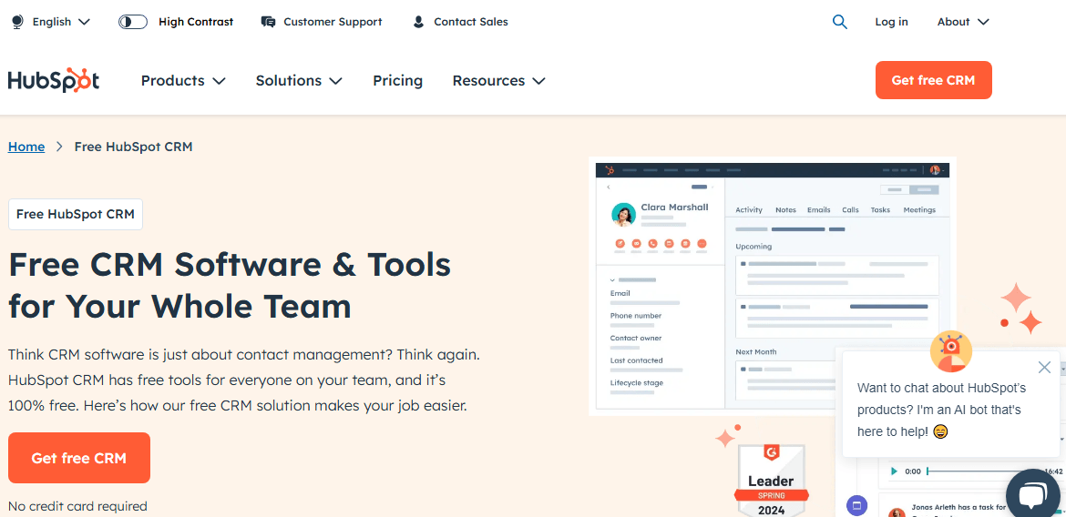 Top 16 Digital Tools to Use for Your Business in 2026 19 HubSpot CRM’s Webpage