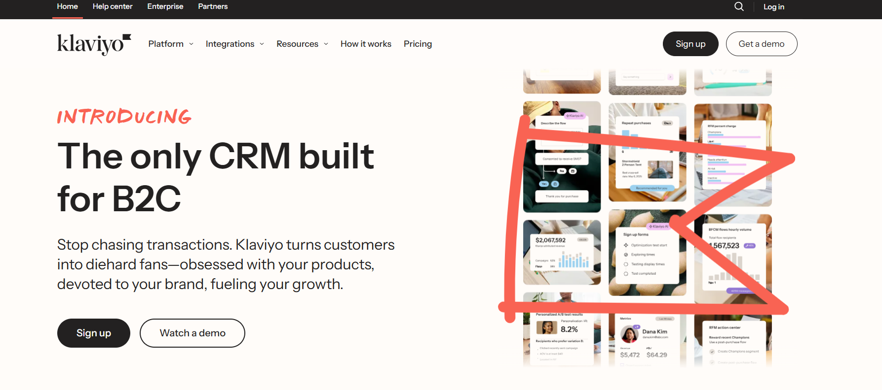 Klaviyo’s Landing Page