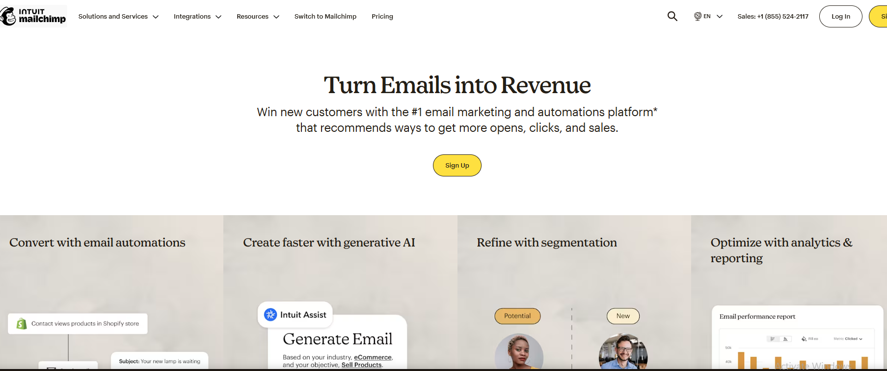 MailChimp’s Landing Page