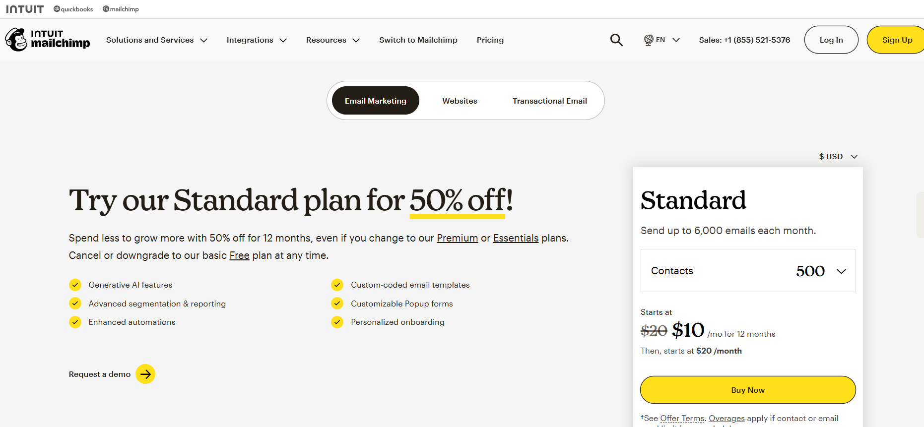 Mailchimp’s Landing Page