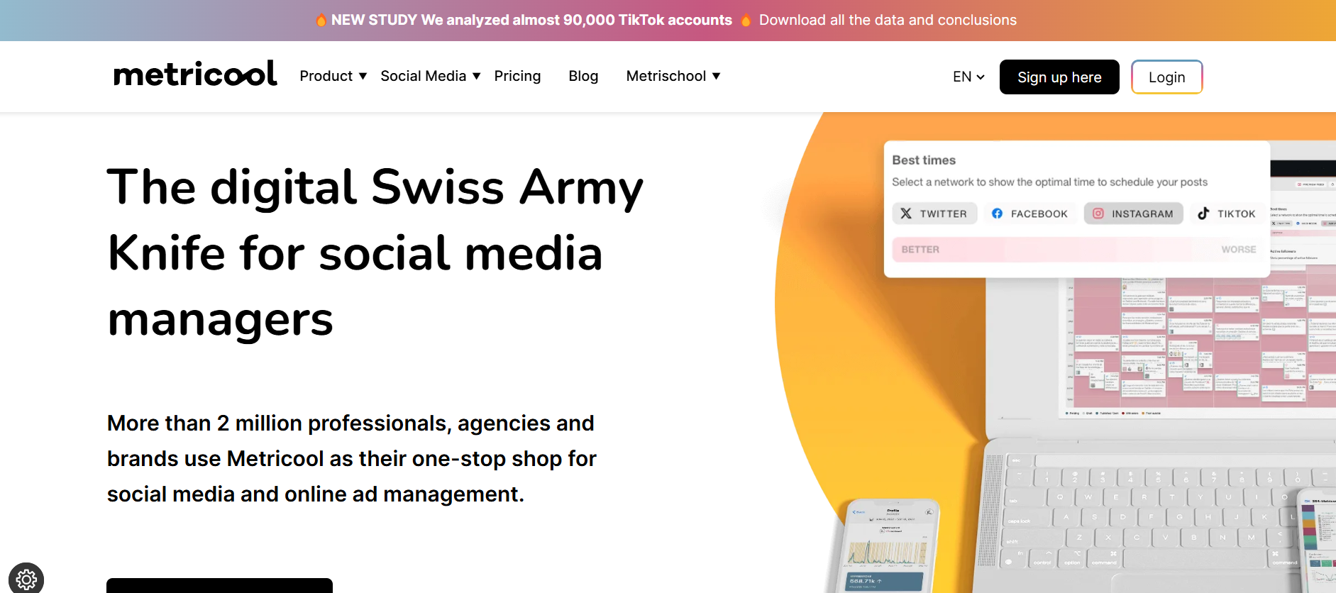 Metricool's Homepage