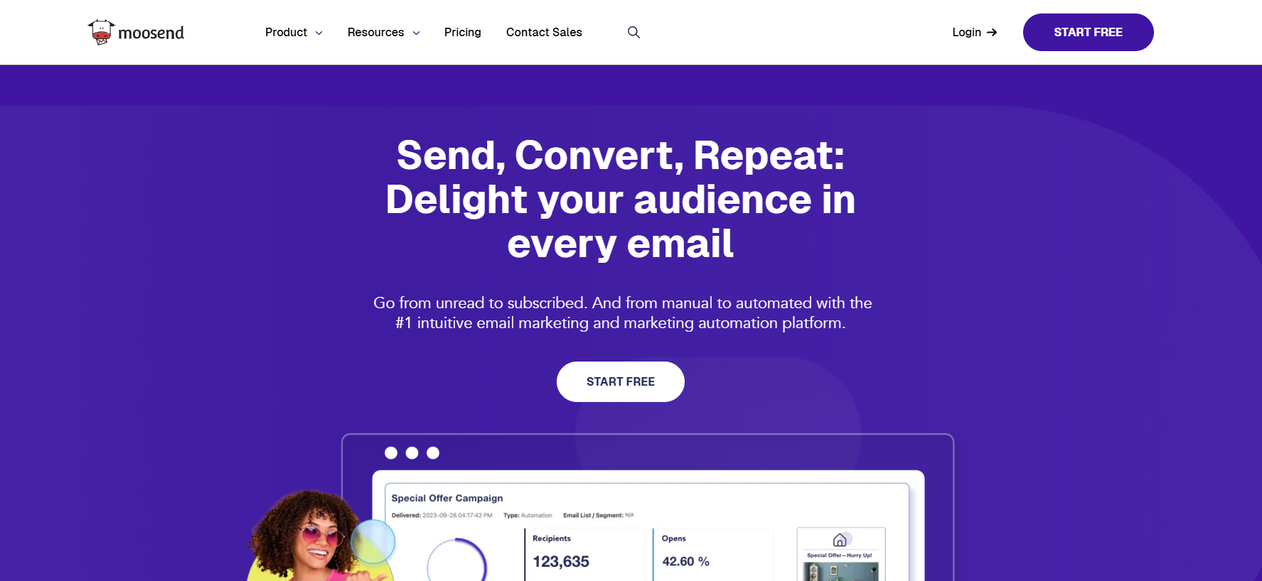 Moosend’s Landing Page