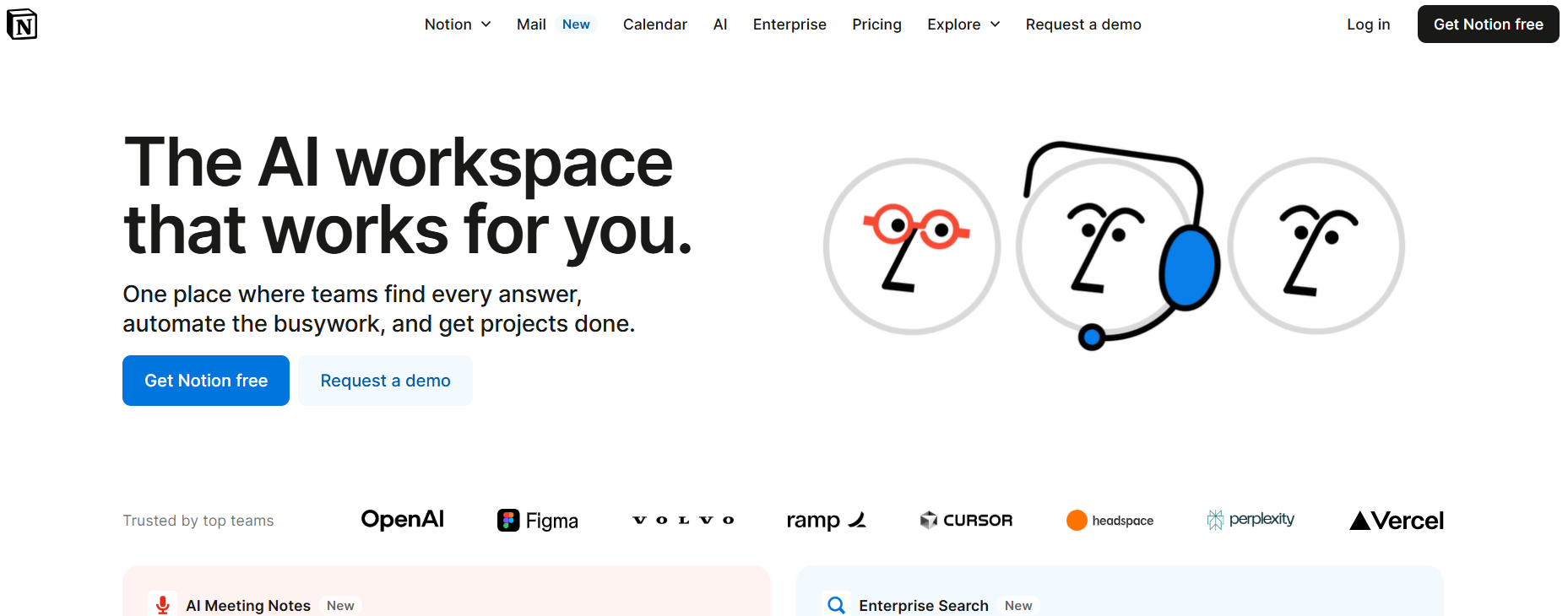 Notion AI’s Landing Page