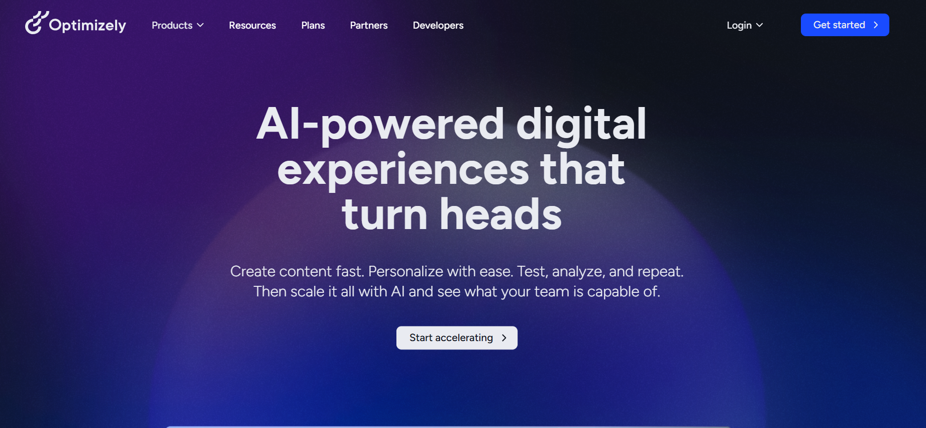 Optimizely's Landing Page