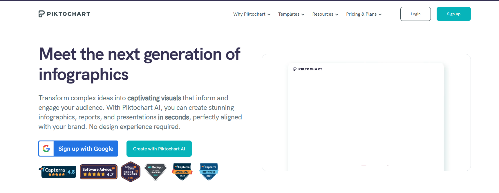 Piktochart’s Landing Page