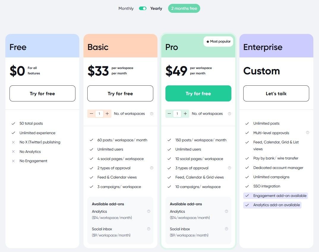 Planable's Pricing Plans