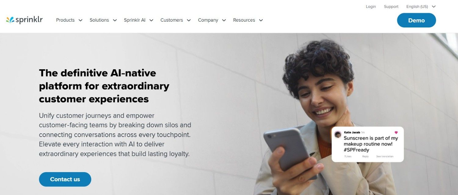 Sprinklr's Landing Page