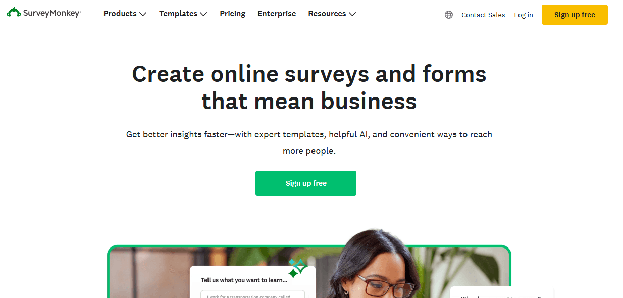 Top 16 Digital Tools to Use for Your Business in 2026 21 SurveyMonkey’s Webpage