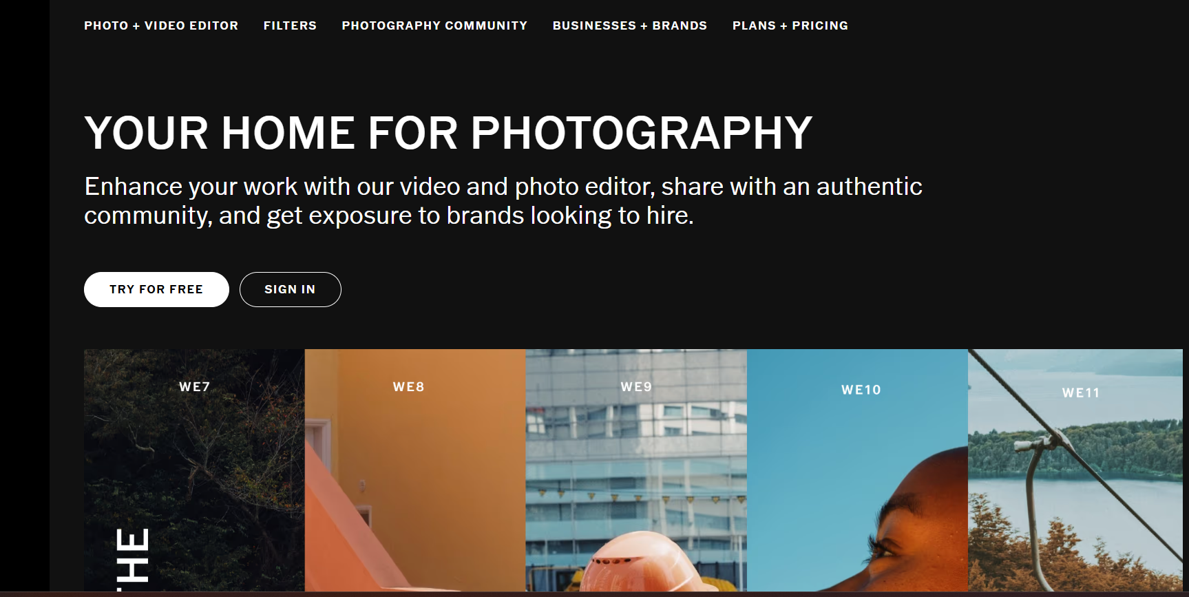 VSCO’s Landing Page
