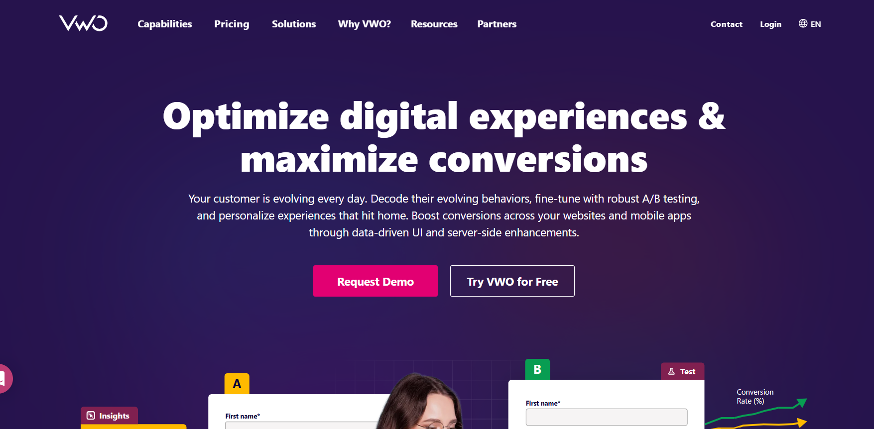 VWO’s Landing Page