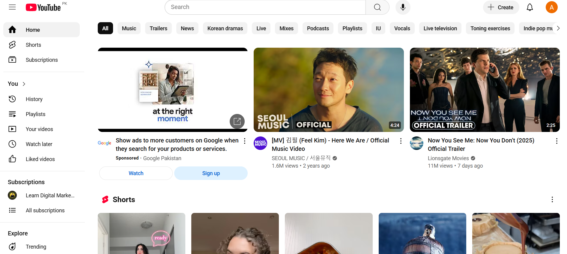 YouTube's Homepage