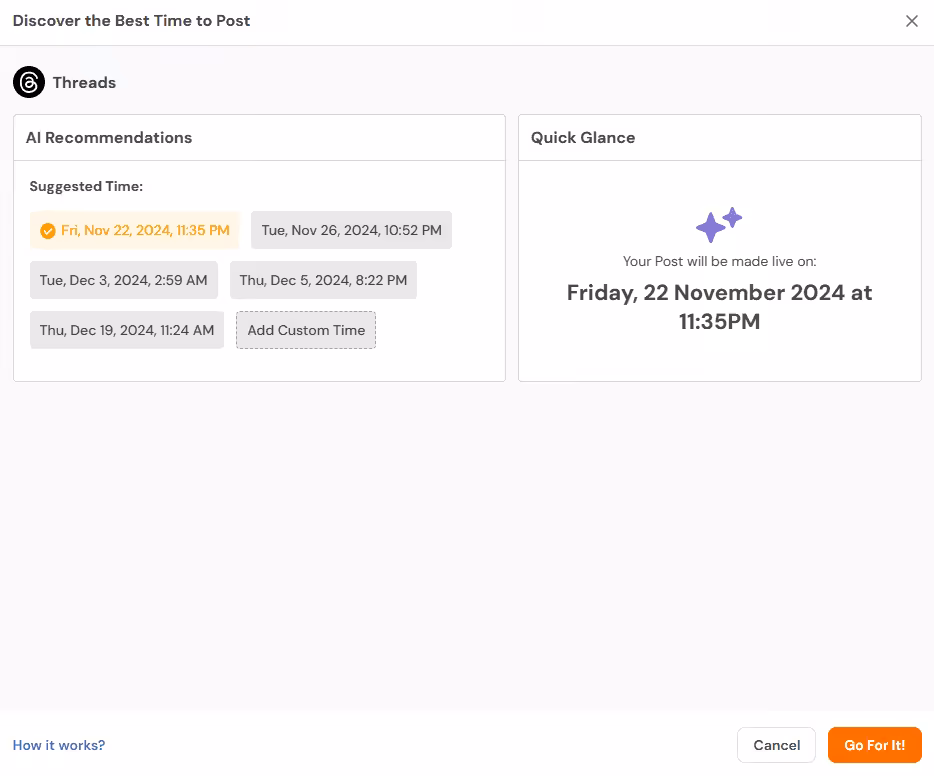 Best Time to Post on Threads in 2026: Data Analysis Based on 400K Posts 11 Social Champ’s Best Time to Post Feature