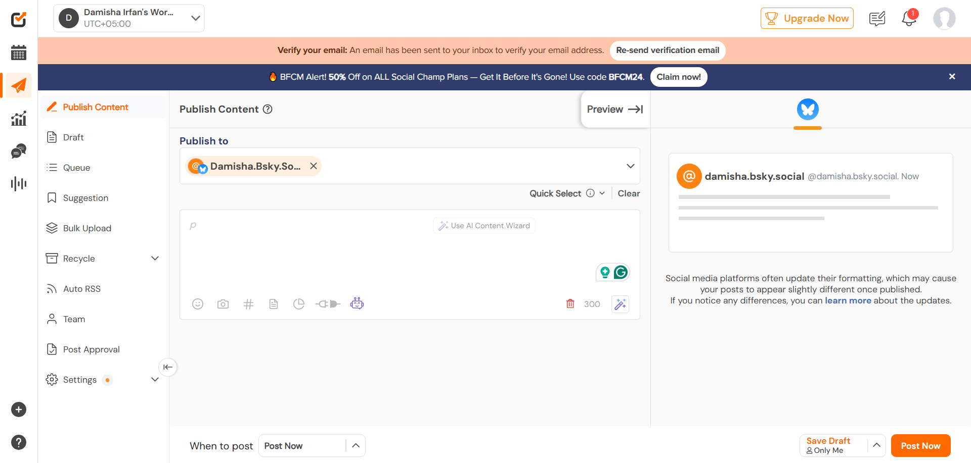 How to Schedule Bluesky Posts: Streamline Your Social Media Strategy 8 Social Champ Publishing Dashboard