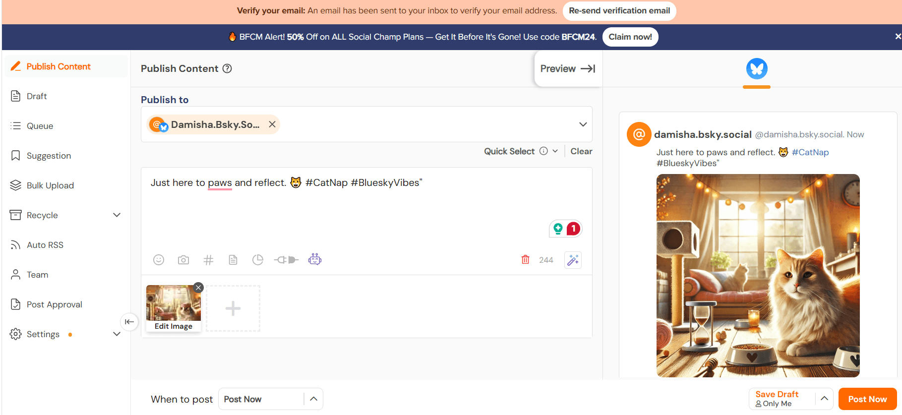 How to Schedule Bluesky Posts: Streamline Your Social Media Strategy 9 Social Champ’s Publish Content Dashboard