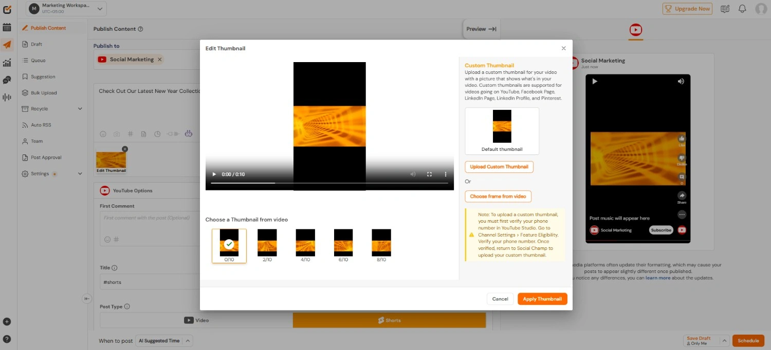 Choose a Thumbnail for Your Short Video