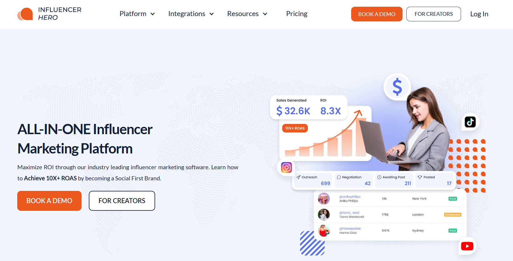 Influencer Hero Home Page