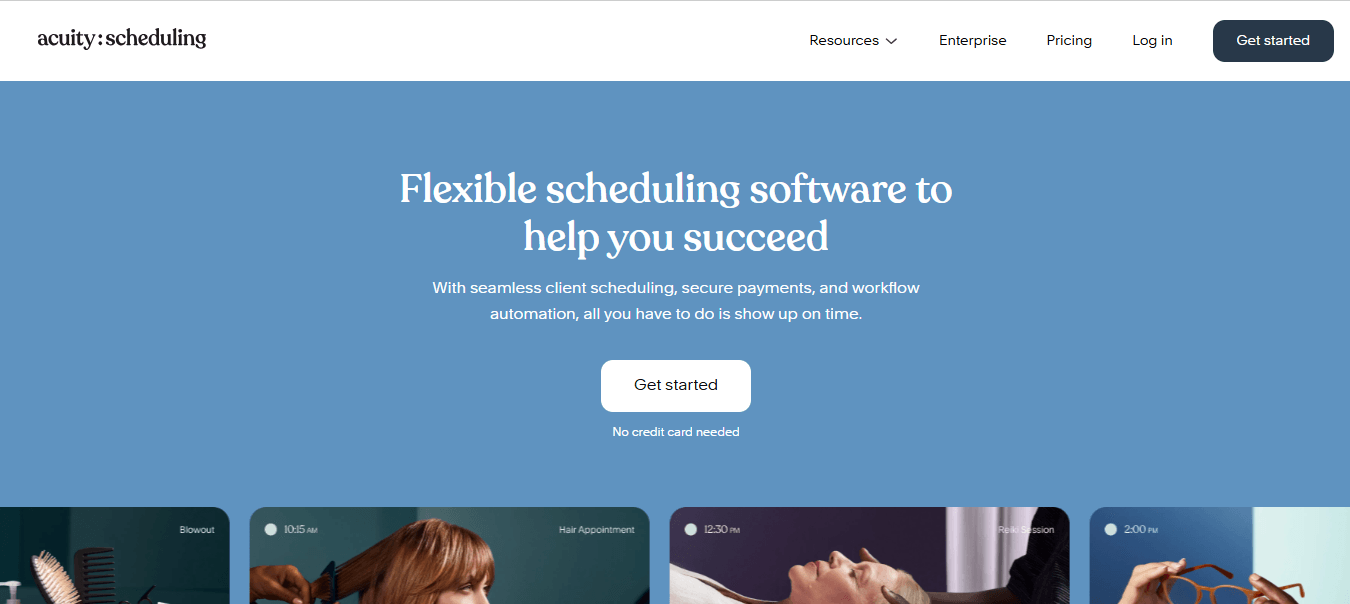Screenshot of Acuity Scheduling Homepage