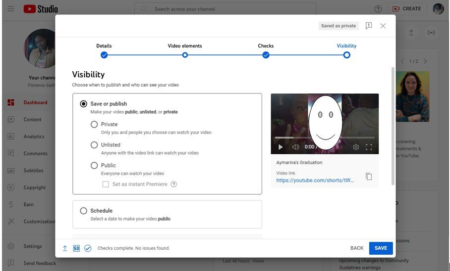 Choose the Visibilty Settings