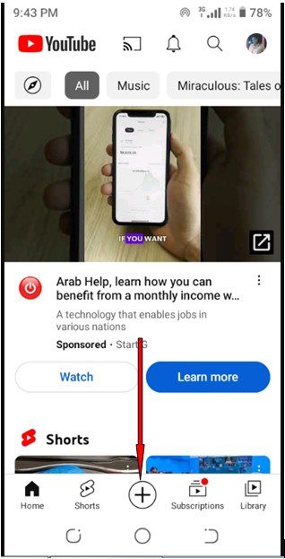 Click the “+” Icon