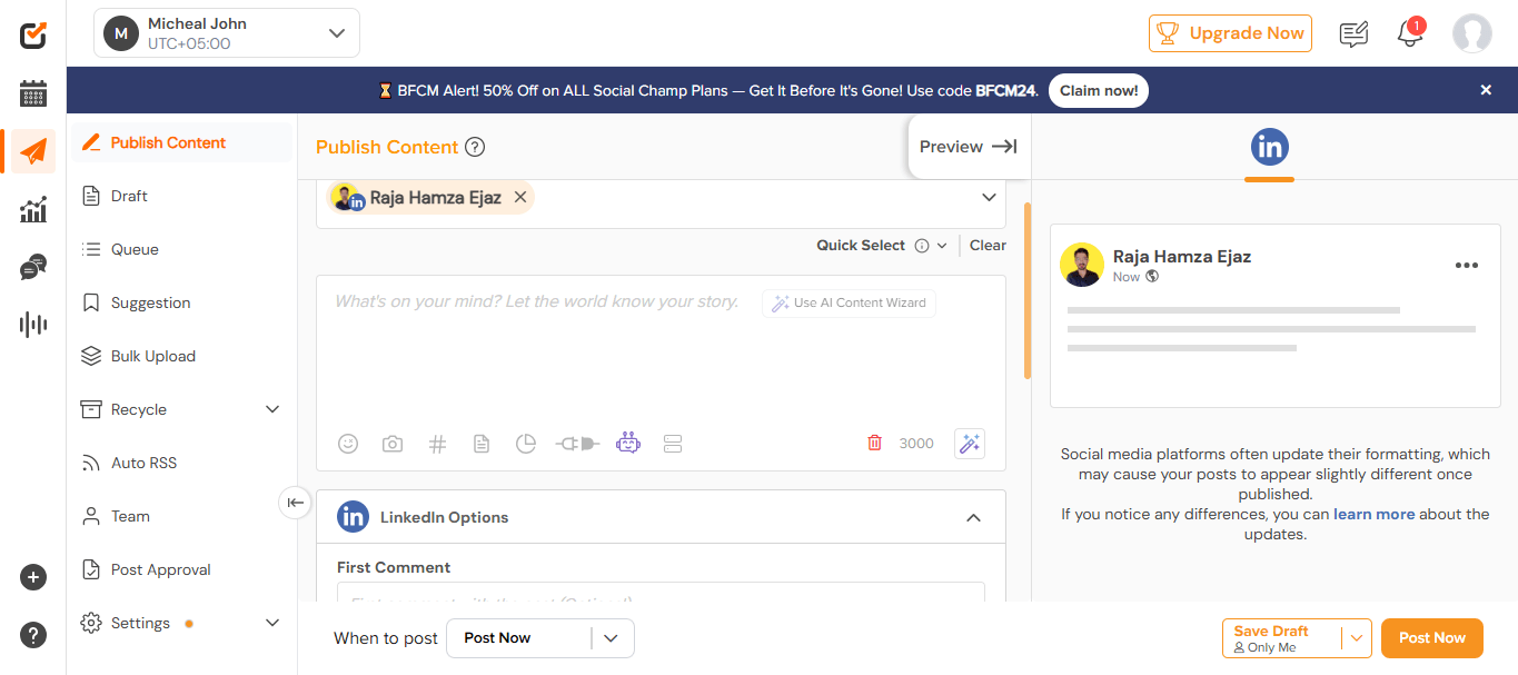 How to Post a Video on LinkedIn in 2026: Step-by-Step Beginner’s Guide 12 Social Champ's Dashboard