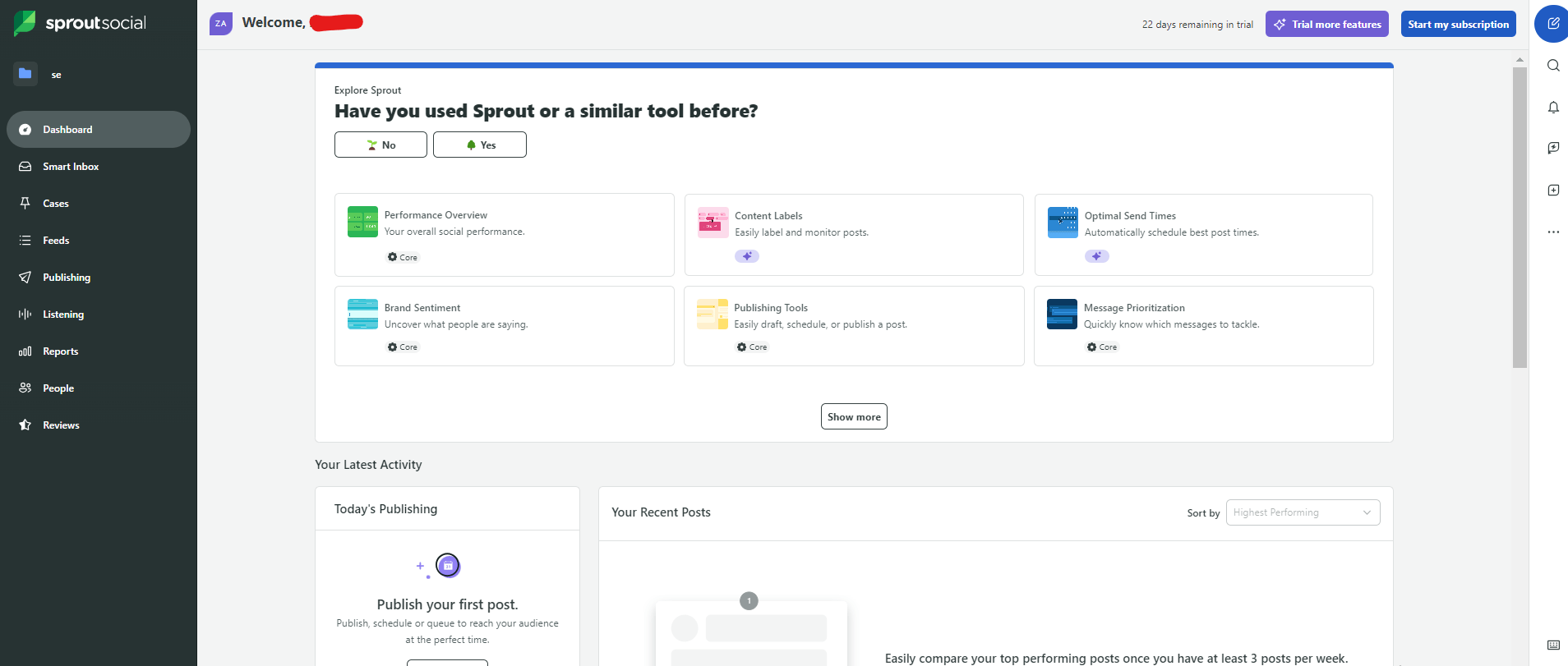 Social Sprout’s Dashboard
