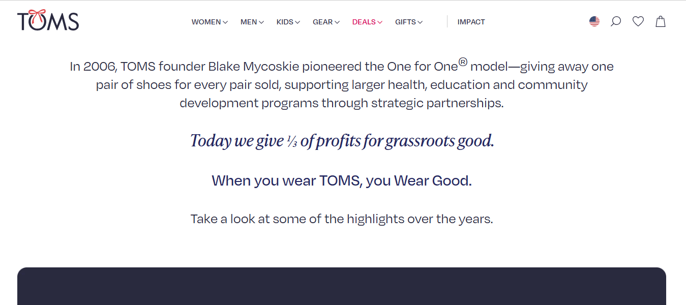 Authentic Marketing: Myths, Truths, and Tips for Success 11 TOMS Shoes Homepage