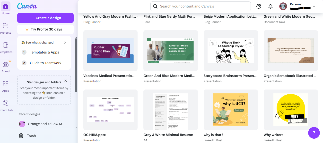 Canva Dashboard