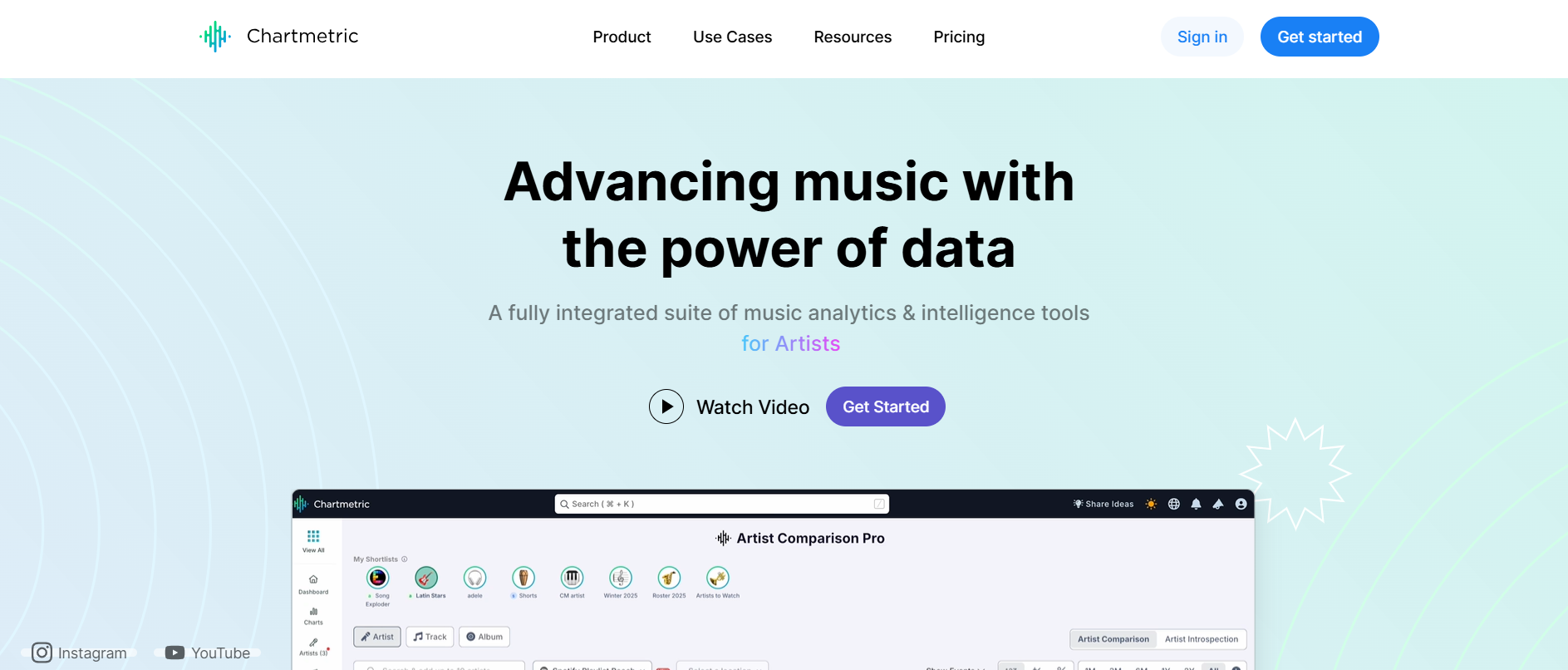Chartmetric's Landing Page