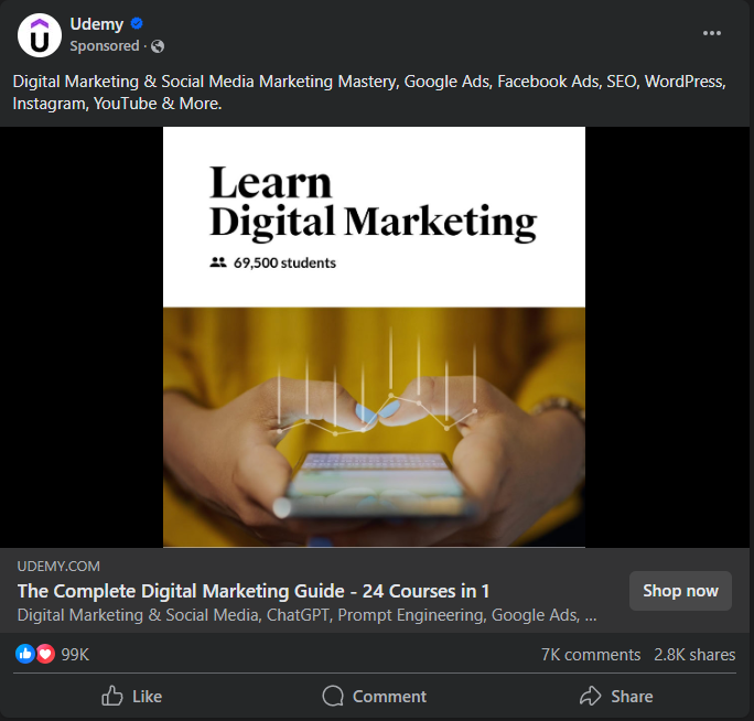 A Screenshot Showing a Facebook Ad