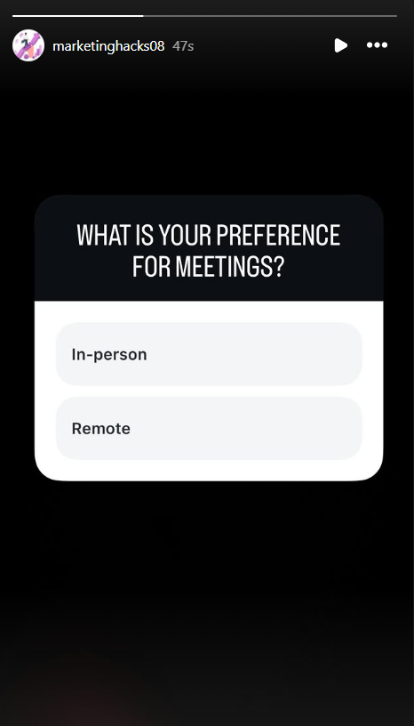 A Screenshot of a Poll Shared on the Instagram Story