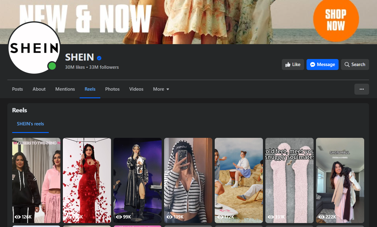 Shein's Attention-Grabbing Facebook Feed
