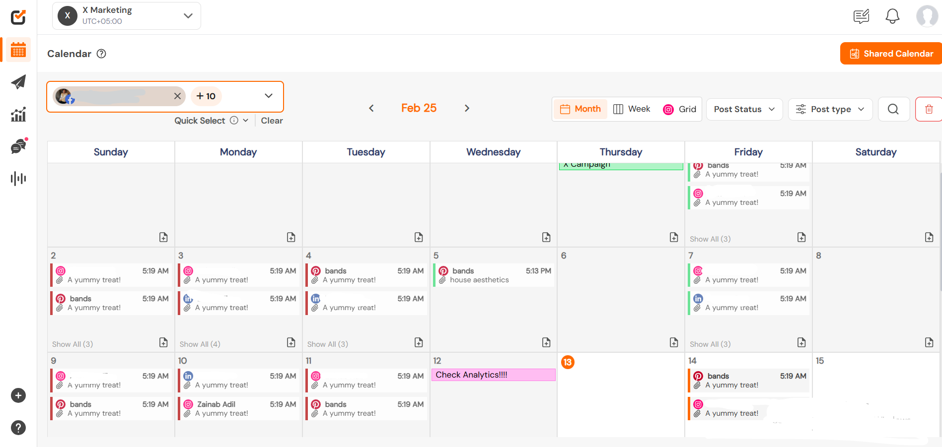 Social Champ’s Calendar View