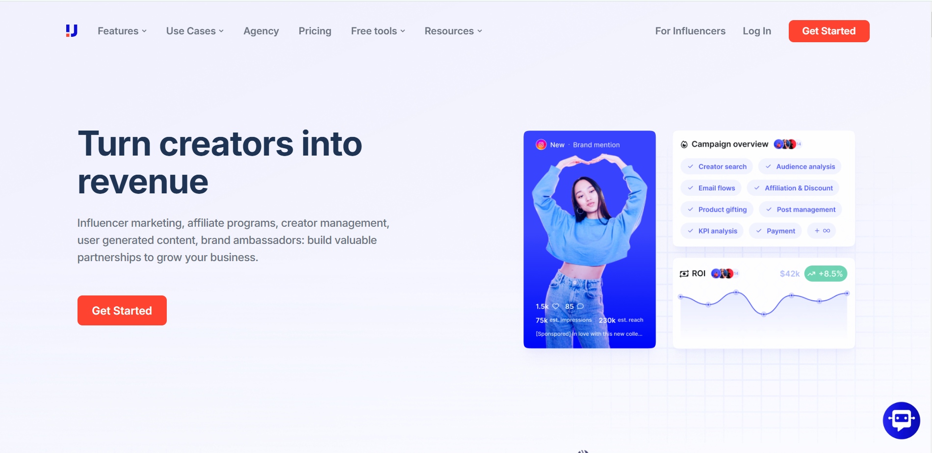 Upfluence's Homepage