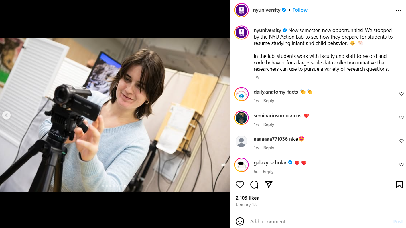 Instagram Post by @nyuniversity's Announcing New Semester