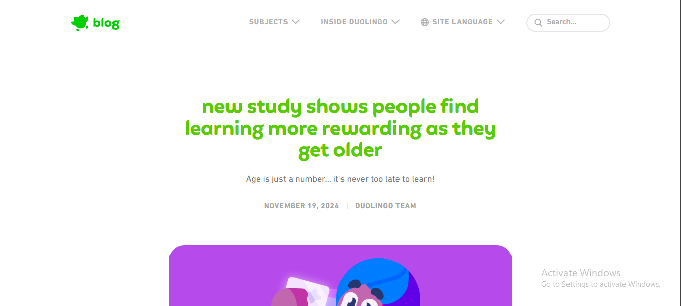 Blog post on Duolingo’s Website