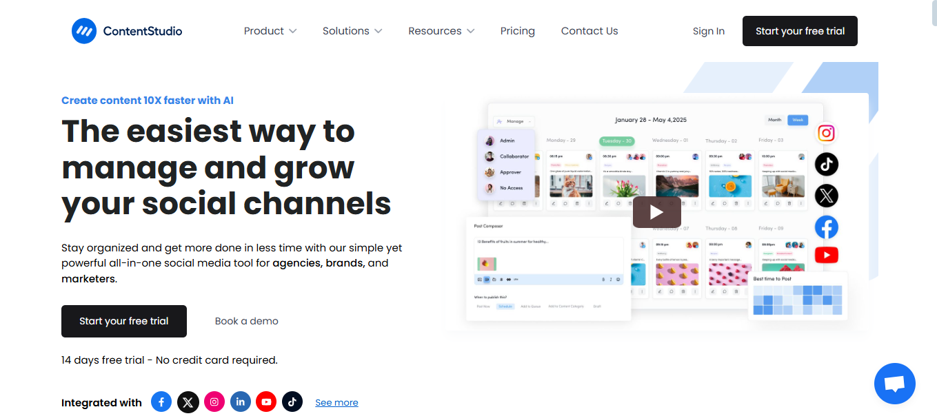 ContentStudio's Landing Page