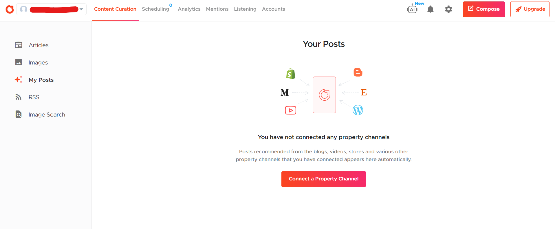 Crowdfire’s Dashboard