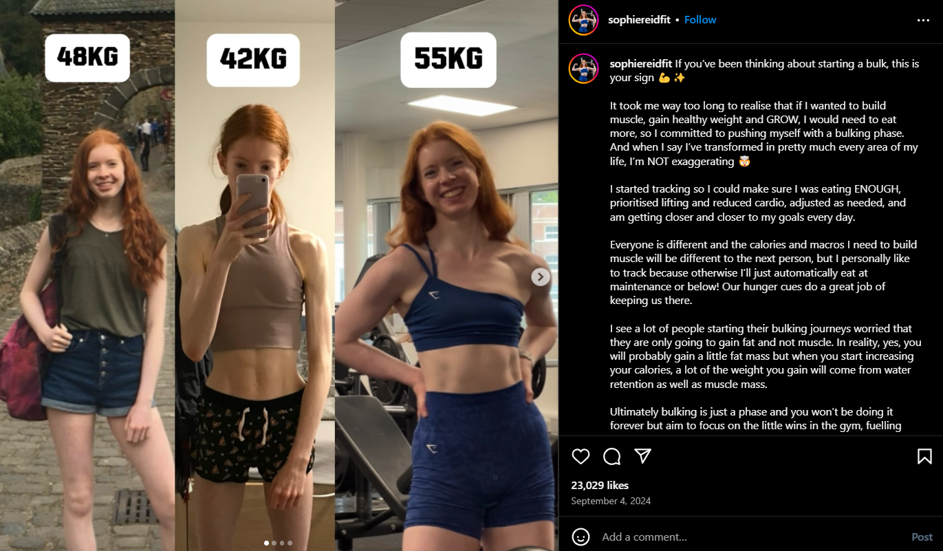 A Fitness Trainer Sharing Her Transformation Journey on Instagram
