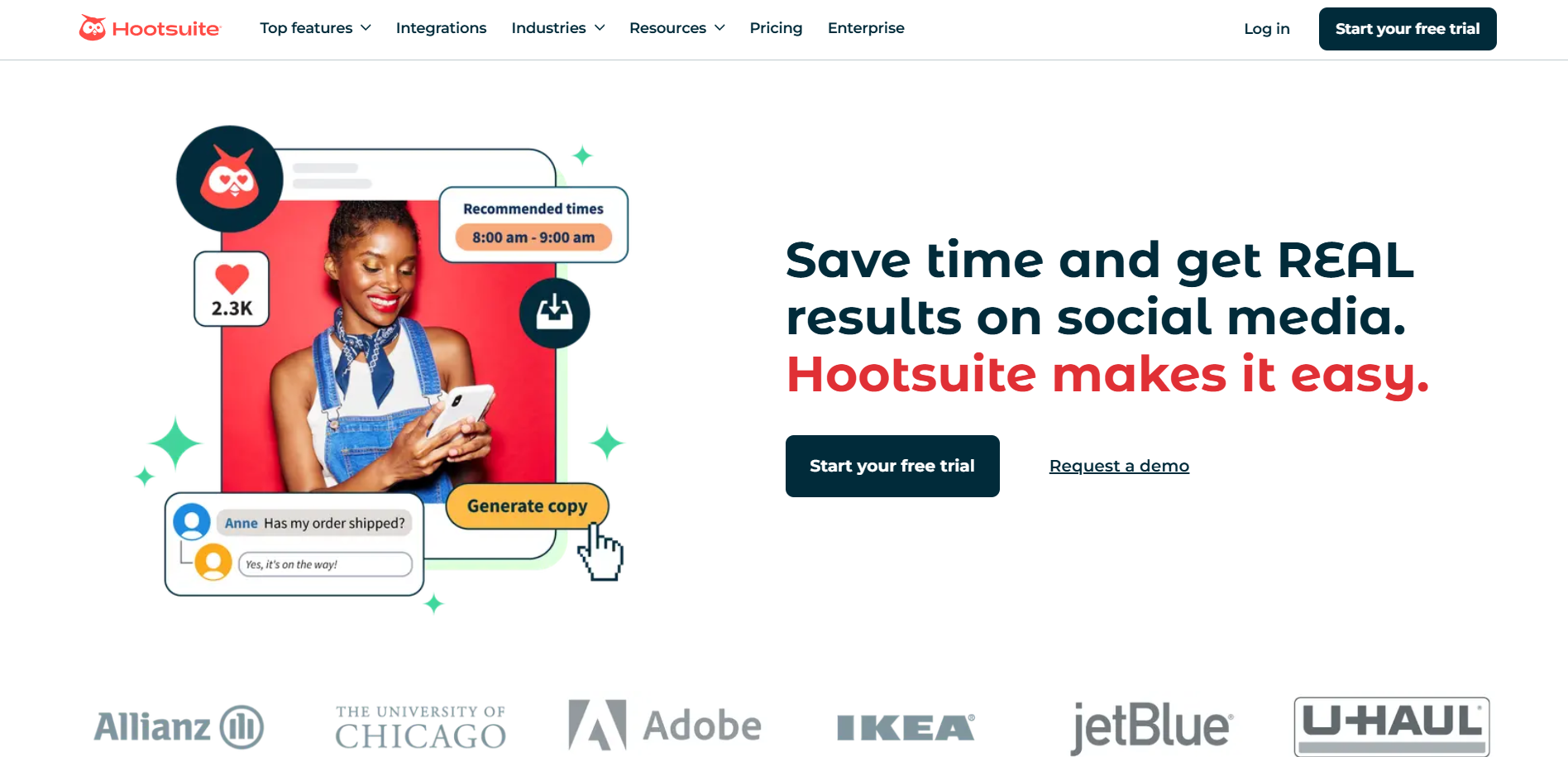 Hootsuite's Landing Page