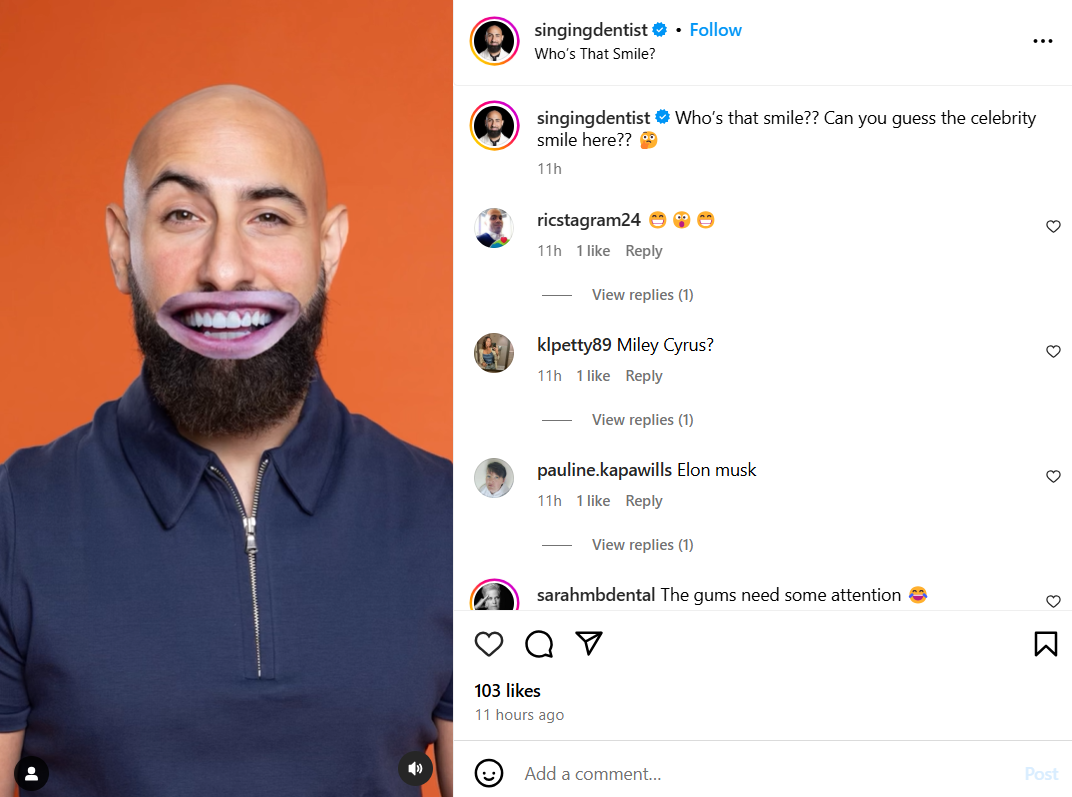Fun Instagram Post by @singingdentist