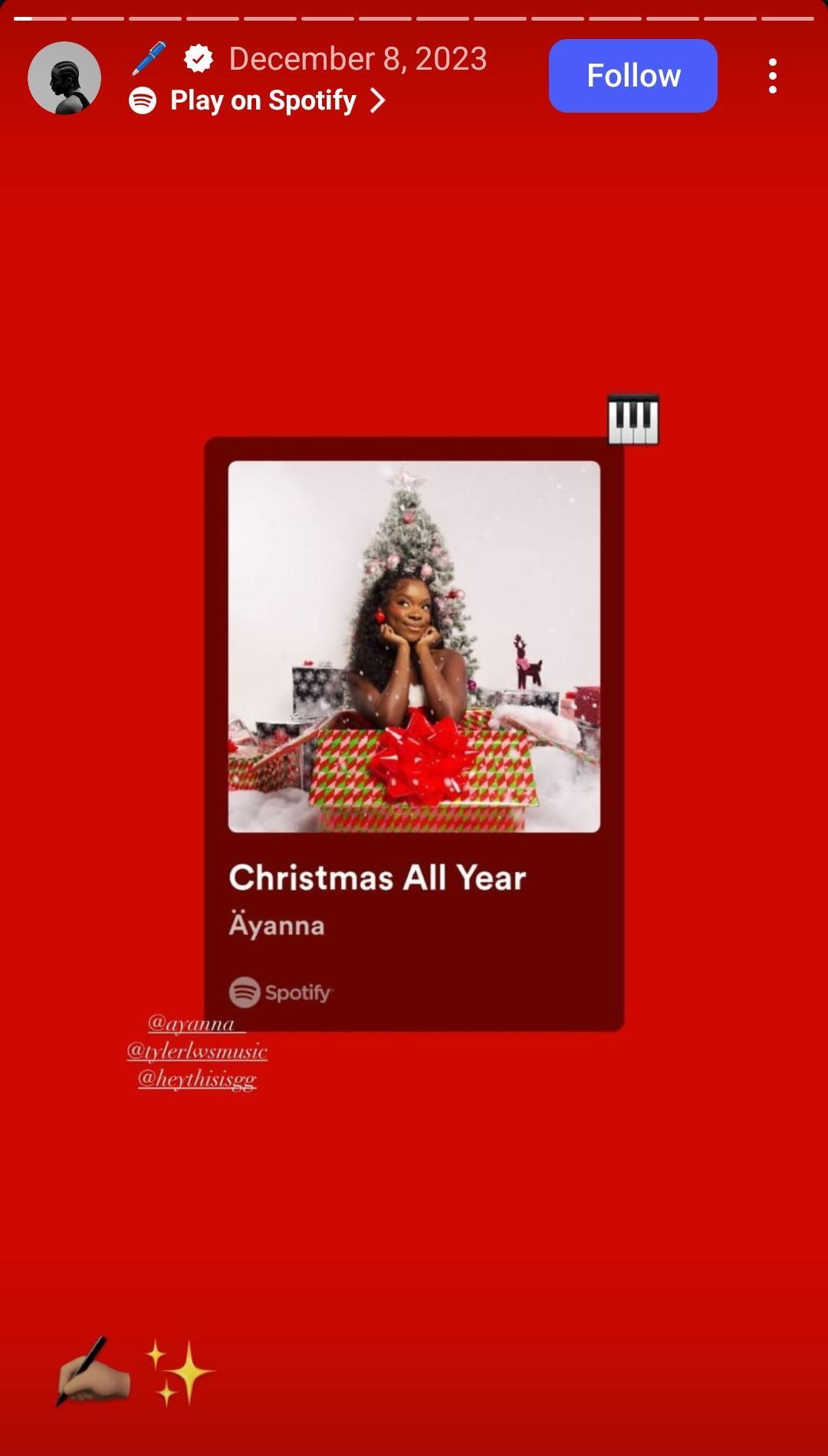 An Instagram Highlight Showing the Quick Music Update