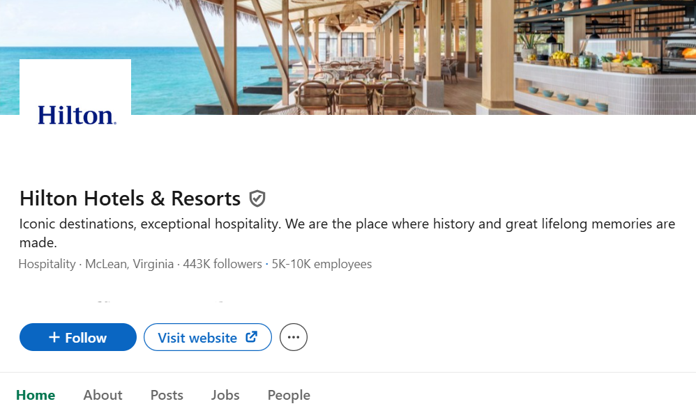Hilton Hotels & Resorts' Profile on LinkedIn