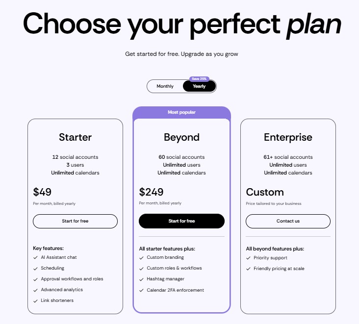 Loomly's Pricing Plans